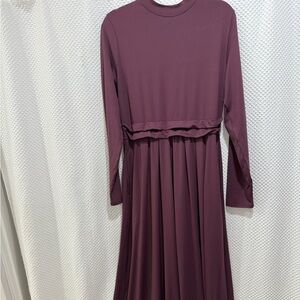 HALARA Purple Long Sleeve Crew Neck Gown